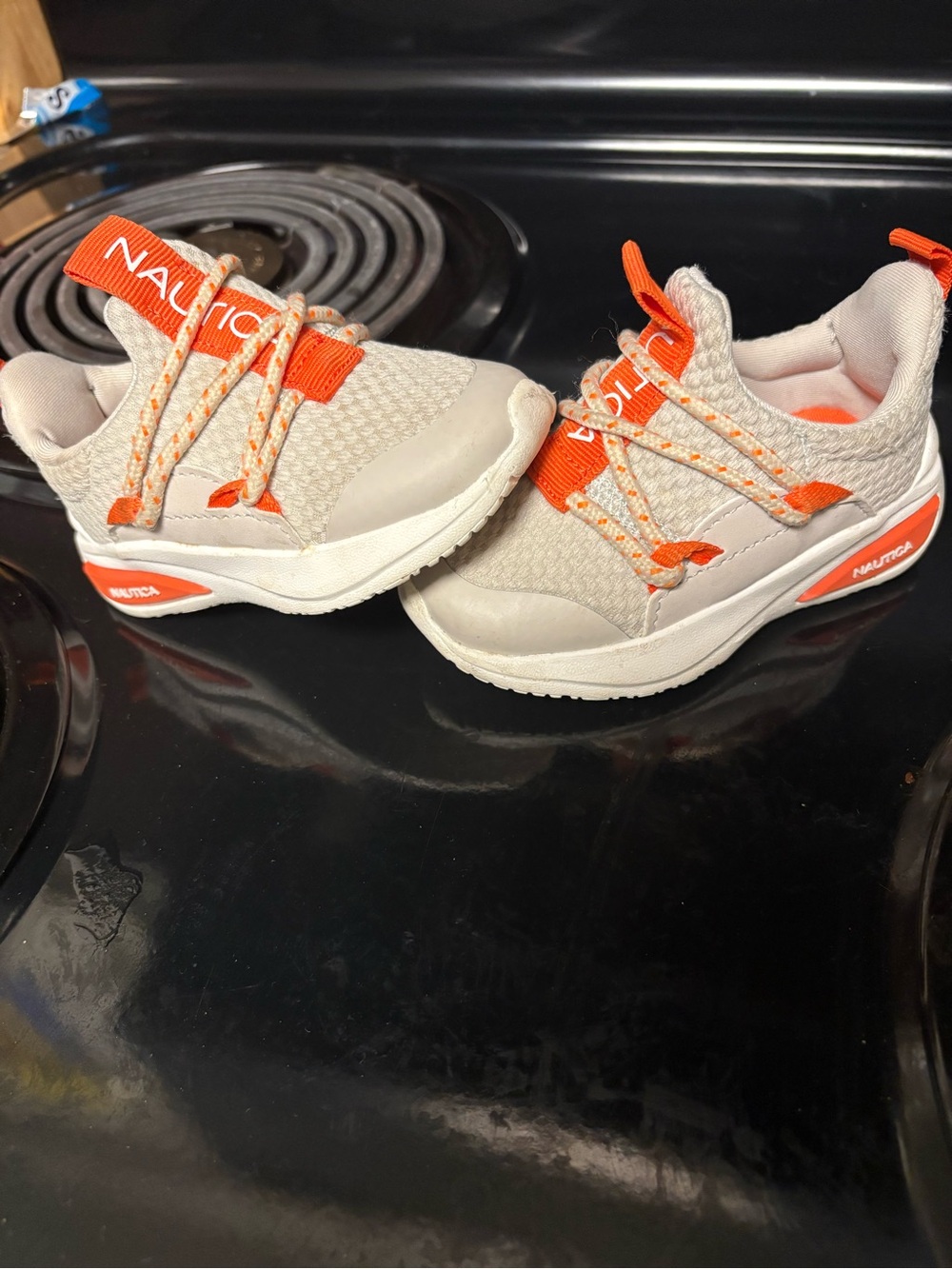 Nautica Kids' Casual Slip-On Sneakers in Light Gray and Orange Size 5